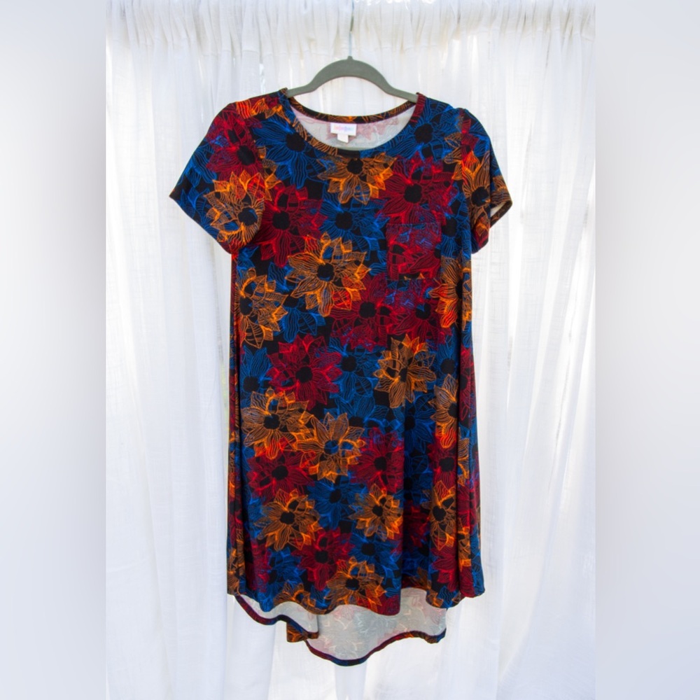NWOT Lularoe Carly XXS Unicorn! Floral! Red Orange Blue Black!